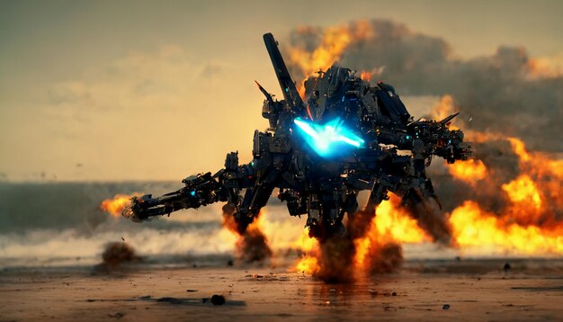 War illustration image of the three strikes armored core ace
combat mech stylish