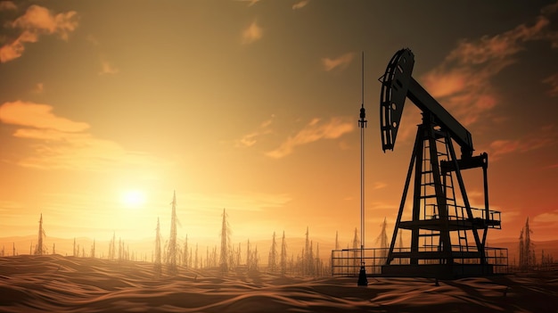 War induced fluctuation in oil prices Concept of capping oil prices Drilling rigs in desert oilfield Extracting crude oil from the earth Production of petroleum