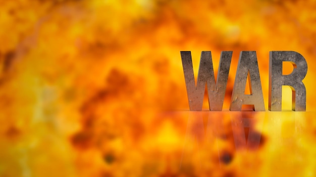 The war metal text on fire bomb background 3d rendering