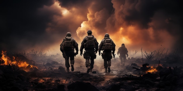 War special forces soldiers destroyed by bombs and smoke