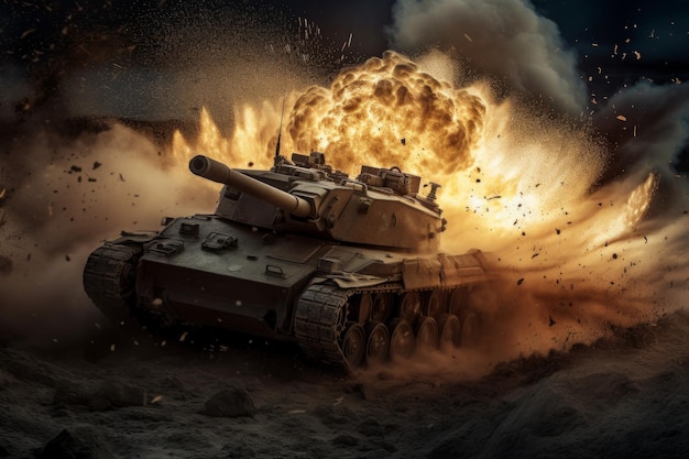 War tank explosion Generate Ai