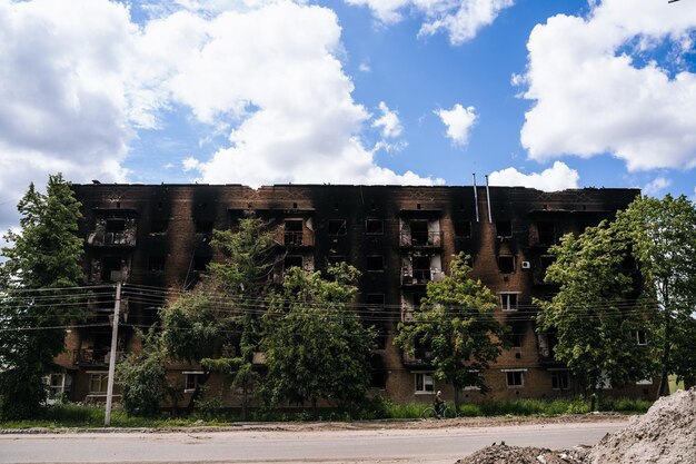 War in Ukraine A burnt civilian house from the Russian military in the occupied city of Trostyanets Russian military invasion of Ukraine 2022