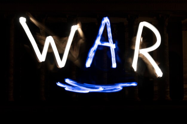 Photo war word light painting background