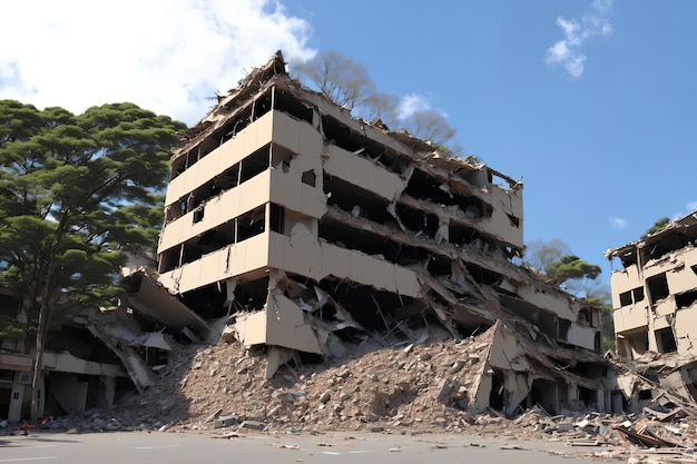 War zone destroy collapse abandon building at japan generative art by AI