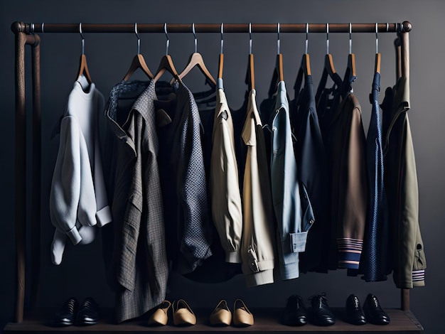 A wardrobe filled with mix outfits ai generative