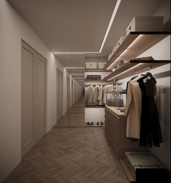 wardrobe, interior visualization, 3D illustration