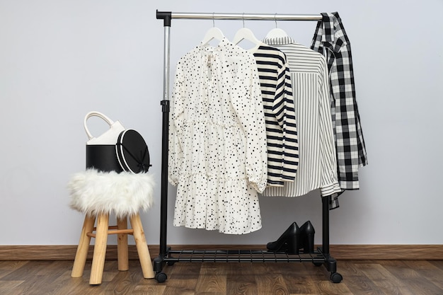 wardrobe rack with different clothes concept of different clothes