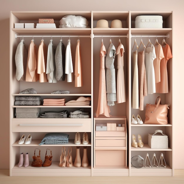 wardrobe with clothes