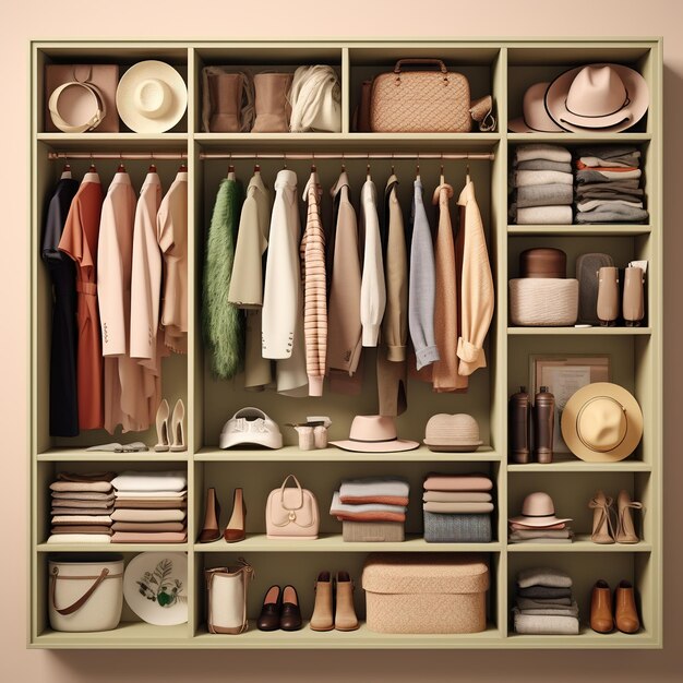 wardrobe with clothes