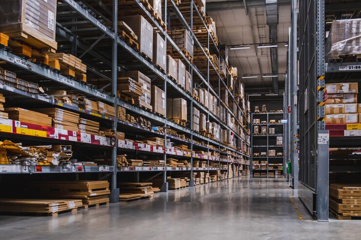 Photo  warehouse aisle in an ikea store