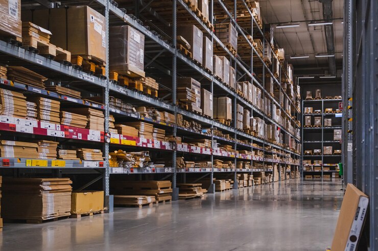 Photo warehouse aisle in an ikea store
