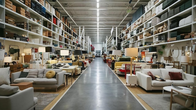 Warehouse aisle in an ikea store