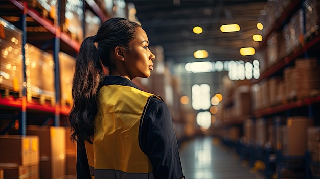 Photo warehouse asian worker working in warehouse stock checking inventory production stock control