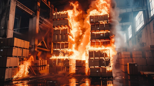 Warehouse Fire Inside