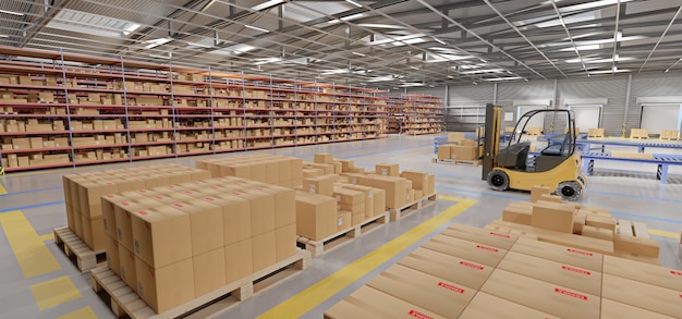 Warehouse goods stock  3d rendering