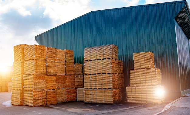 Warehouse interior pallets with goods Openair Transportation and logistic