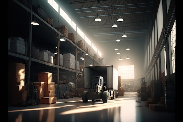 Warehouse logistic and transport Generative AI illustration