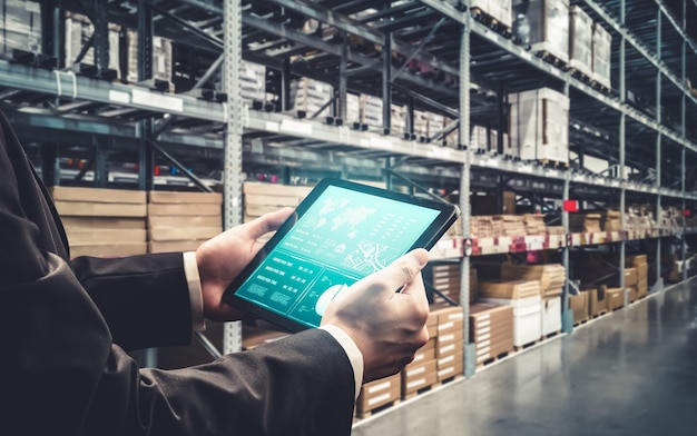 Warehouse management innovative software in computer for real time monitoring