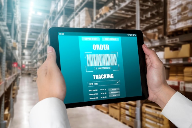 Warehouse management innovative software in computer for real time monitoring