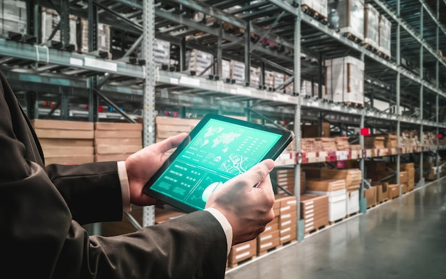 Warehouse management innovative software in computer for real time monitoring