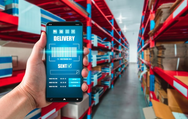 Warehouse management innovative software in computer for real time monitoring