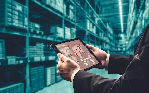 Warehouse management innovative software in computer for real time monitoring