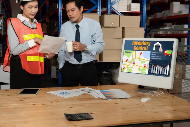 Warehouse management software application in computer for real time monitoring