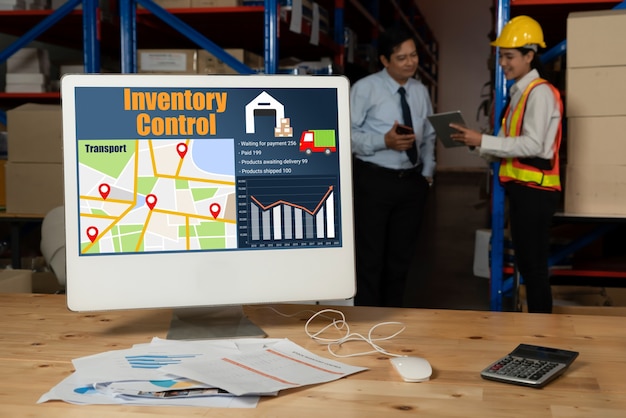 Warehouse management software application in computer for real time monitoring