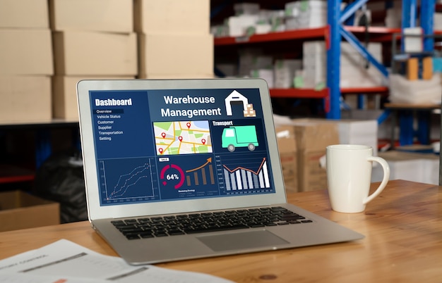 Warehouse management software application in computer for real time monitoring