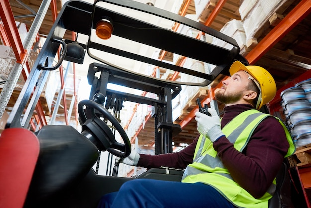 Photo warehouse mover in forklift