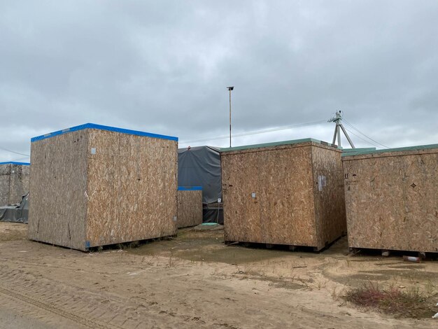 Warehouse with cardboard boxes inside on pallets racks logistic center Huge large