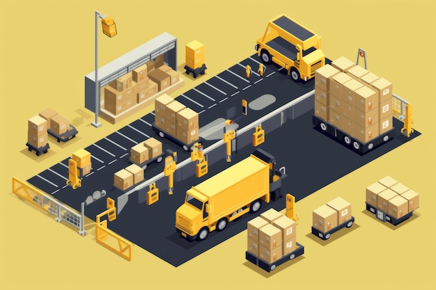 Photo warehouse with loading truck view from above beautiful illustration picture generative ai