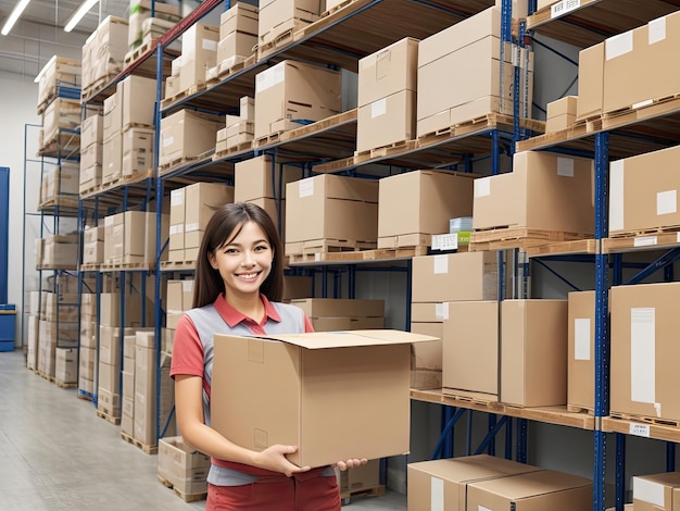 Đánh Giá Đơn Vị Vận Chuyển Trung Việt Premium AI Image | warehouse worker man with a green light