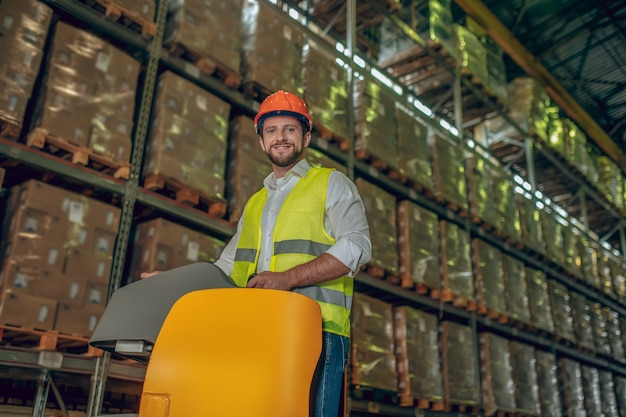 Warehouse worker with helmet