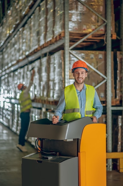 Warehouse worker with helmet