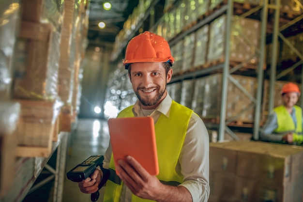 Warehouse worker with helmet