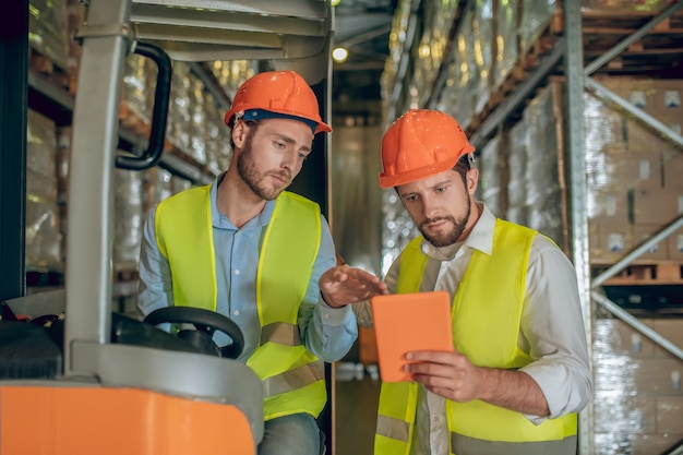 Warehouse worker with helmet