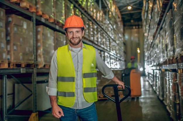 Warehouse worker with helmet