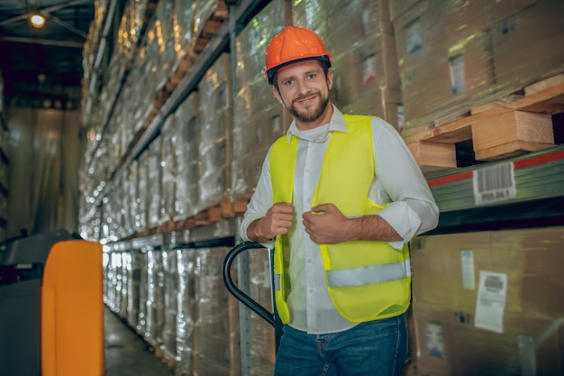 Warehouse worker with helmet