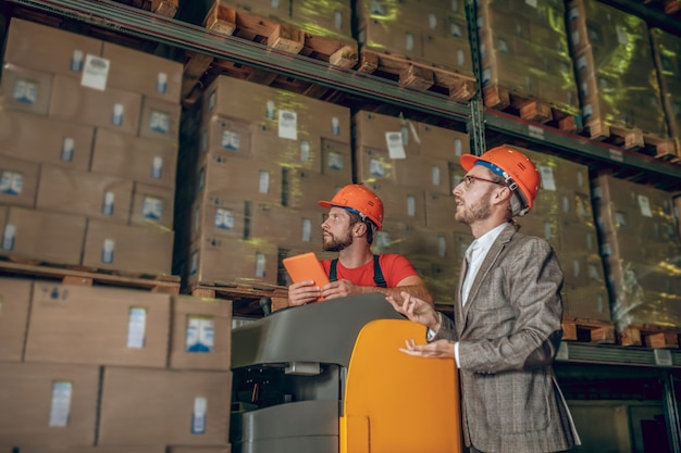 Warehouse worker with helmet