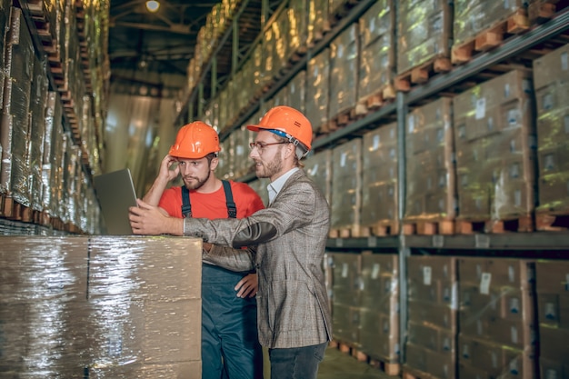 Warehouse worker with helmet