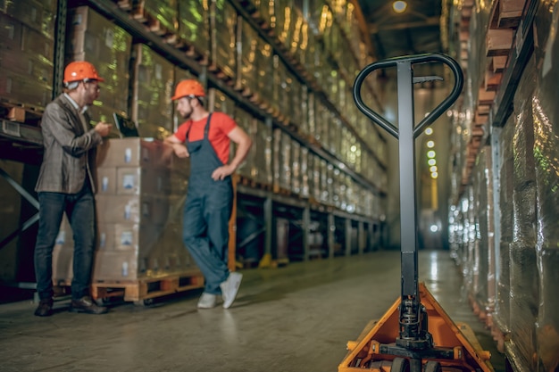 Warehouse worker with helmet