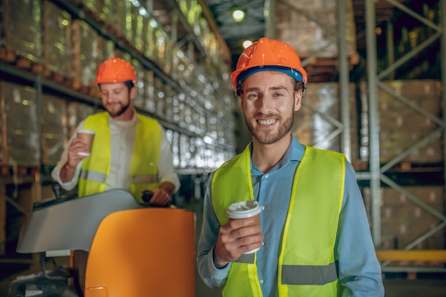 Warehouse workers with helmet