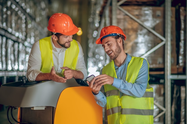 Warehouse workers with helmet