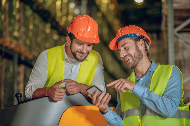 Warehouse workers with helmet