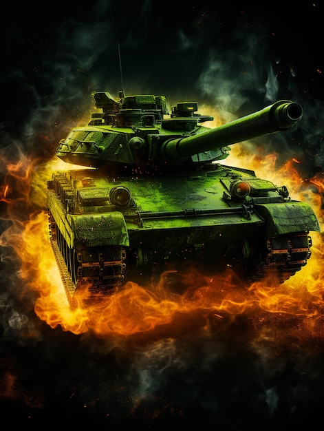 Warfire Green Camo Army Tank met fictief ontwerp Militaire illustratie