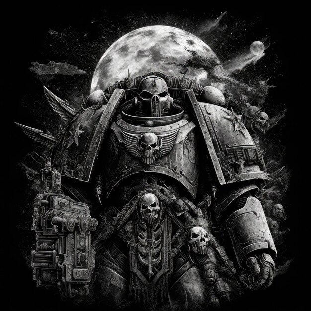 warhammer tshirt design black fantasy classic print isolated