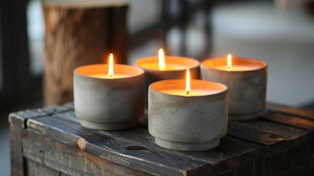 The warm and ambient light of the candles adds a sense of warmth and comfort to the industrial feel