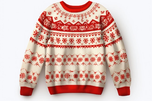 Warm christmas ugly sweater on white background AI generated illustration