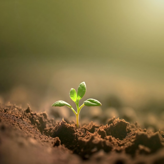 A warm closeup of a sprouting seedling capturing the essence o